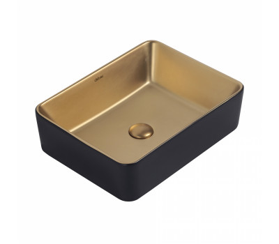 Раковина накладная ABBER Rechteck AC2212BG матовое золото с черным Раковина накладная ABBER Rechteck AC2212BG матовое золото с черным