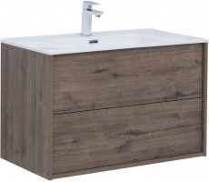 Тумба с раковиной Aquanet Lino 80 (Flat) Дуб Веллингтон (298574) 