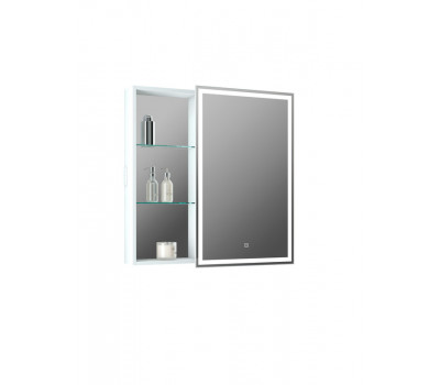 Зеркало-шкаф CONTINENT Aperio LED 800х800 правый с розеткой МВК007 