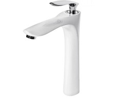 Смеситель для раковины высокий Grocenberg GB3001WC, белый/хром 