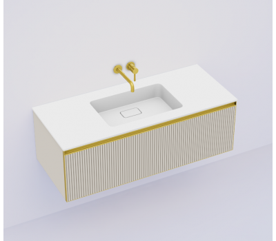 Тумба Armadi Art рифлёная Armadi Art CASHMERE QUATRO 1 120см профиль MATT GOLD + внутриняя подсветка 790-M1-120-RIB-CM-MG-LED 