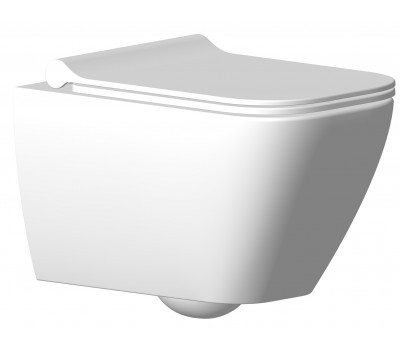 Унитаз подвесной Seramiksan Saturn безободковый, с тонким сиденьем микролифт, белый (A141151H+A090001)  Унитаз подвесной Seramiksan Saturn безободковый, с тонким сиденьем микролифт, белый (A141151H+A090001)