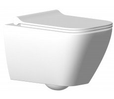 Унитаз подвесной Seramiksan Saturn безободковый, с тонким сиденьем микролифт, белый (A141151H+A090001) 