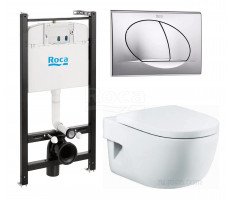 ПЭК 893104110 Roca Meridian Pack подвесной унитаз + инсталляция + кнопка + сиденье ПЭК 893104110 Roca Meridian Pack подвесной унитаз + инсталляция + кнопка + сиденье