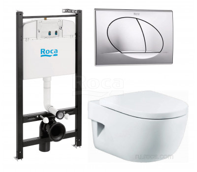ПЭК 893104110 Roca Meridian Pack подвесной унитаз + инсталляция + кнопка + сиденье