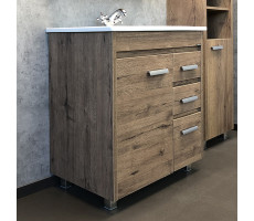 Тумба-умывальник Comforty Марио-75 дуб темный с раковиной Quadro 75 Тумба-умывальник Comforty Марио-75 дуб темный с раковиной Quadro 75