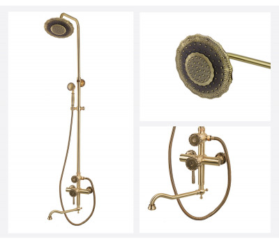 Комплект для ванной и душа одноручковый (излив 25 см, душ ДВОЙНОЙ ЦВЕТОК) 10120DDF  ВИНДЗОР Bronze de Luxe 