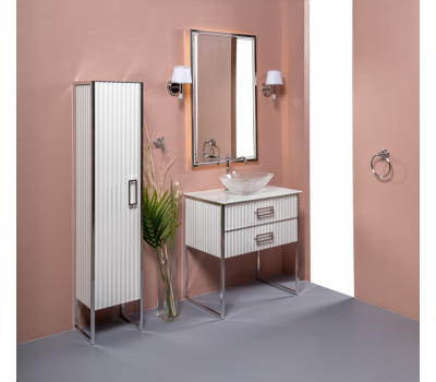 Зеркало Armadi ArtMONACO с подсветкой 70х110см глянец белая +хром 566-WCR 