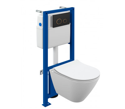 Комплект Cersanit CITY SMART CO DPL EO slim Инсталляция LINK PRO кнопка TWINS пластик черный матовый 68308 белый 