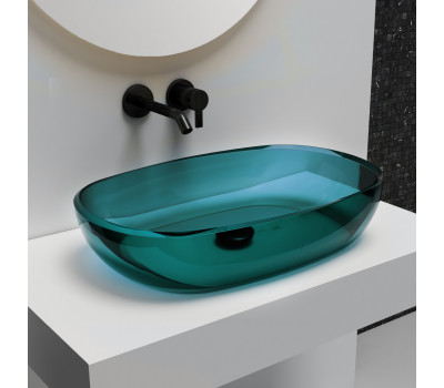 Раковина накладная прозрачная ABBER Kristall AT2805Aquamarin бирюзовая Раковина накладная прозрачная ABBER Kristall AT2805Aquamarin бирюзовая