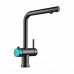 Смеситель для кухни OMOIKIRI Hotaru, цвет-сталь вороненая/голубой 4994029 