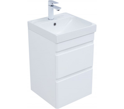 Тумба с раковиной Aquanet Слим 40 2 ящ. цв.белый сатин 00348173 