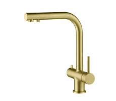 Смеситель для кухни с подключением фильтра и выдвижной лейкой Timo Saona 2356/17FL золото матовое Смеситель для кухни с подключением фильтра и выдвижной лейкой Timo Saona 2356/17FL золото матовое