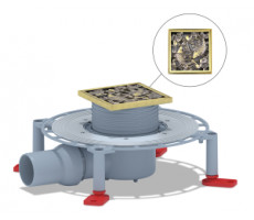 Трап для душа горизонтальный регулируемый, сухой затвор, дизайн-решетка Рыбы Bronze de Luxe 21980-5602 бронза, латунь Bronze de Luxe 