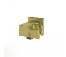 Вывод для воды PAINI квадратный, с держателем для лейки, брашированный золото PVD 50PJ480QQ 