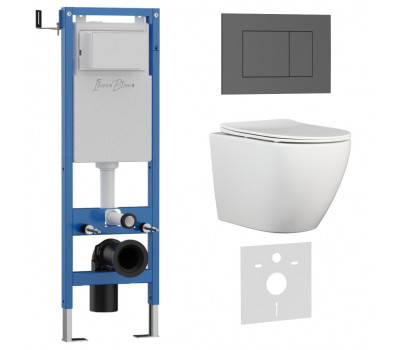 Комплект 3в1 IBERICA BLANCA инсталляция SILENCIO MINI, унитаз BILBAO ALTO белый, кнопка смыва ESTI-S серый матовый (IB.001M.BLA.234.856) 