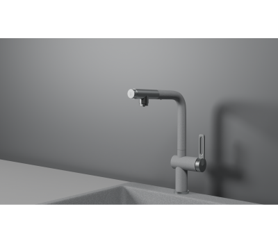 Смеситель для кухни GRANULA GR-8169, БАЗАЛЬТ, С ВЫДВИЖНЫМ ИЗЛИВОМ 