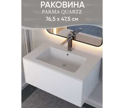 Раковина для ванной 76,5 см, Uperwood Parma Quartz, белая матовая, "жасмин" 291003005 