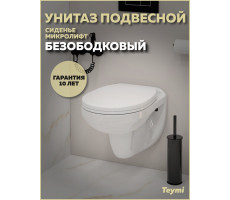 Унитаз подвесной безободковый с быстросъемным сиденьем микролифт Teymi Hanna T40900 
