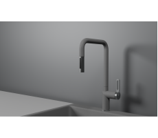 Смеситель для кухни GRANULA GR-8173, АЛЮМИНИУМ, С ВЫДВИЖНЫМ ИЗЛИВОМ 