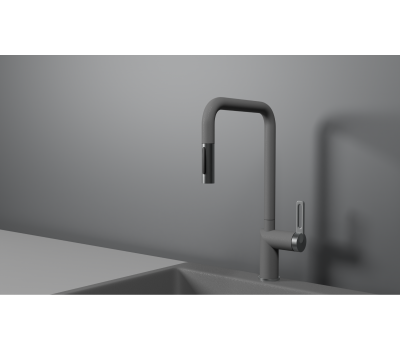 Смеситель для кухни GRANULA GR-8173, АЛЮМИНИУМ, С ВЫДВИЖНЫМ ИЗЛИВОМ 