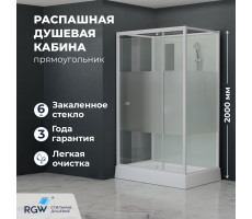 Душевая кабина прямоугольная, распашная дверь, стеклянная, профиль белый - RGW AN-207 800x1200 411320782-95  