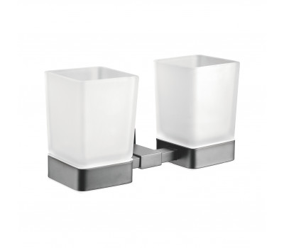 Стакан для ванной комнаты двойной Shevanik SG5622T, оружейная сталь