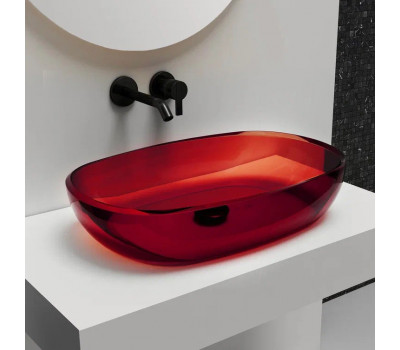 Раковина накладная прозрачная ABBER Kristall AT2805Rubin красная Раковина накладная прозрачная ABBER Kristall AT2805Rubin красная