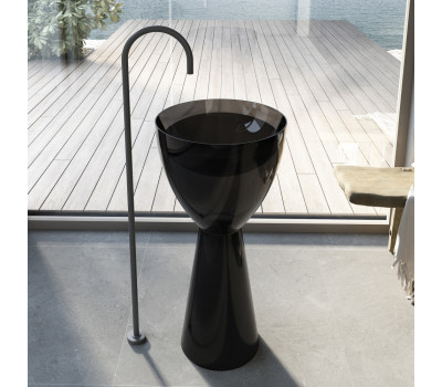 Раковина отдельностоящая прозрачная ABBER Kristall AT2703Onyx черная  Раковина отдельностоящая прозрачная ABBER Kristall AT2703Onyx черная