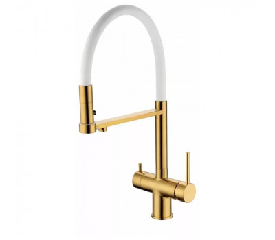 Смеситель для кухни с гибким изливом Grocenberg GB4095GL, брашированное золото 