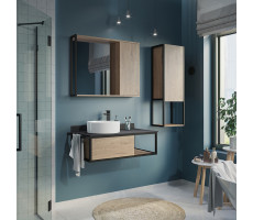 Тумба-умывальник Comforty Лиссабон 95 дуб темный с черной столешницей c раковиной Comforty 9111, левая 00-00006269 Тумба-умывальник Comforty Лиссабон 95 дуб темный с черной столешницей c раковиной Comforty 9111, левая 00-00006269