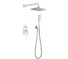 Смеситель встроенный Venturo + верхний душ + ручной душ БЕЛЫЙ+ЗОЛОТО Boheme 384-W Смеситель встроенный Venturo + верхний душ + ручной душ БЕЛЫЙ+ЗОЛОТО Boheme 384-W