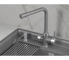 Смеситель для кухни GRANULA 5015, ГРАФИТ (ЧЁРНО-СЕРЫЙ) 