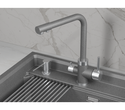 Смеситель для кухни GRANULA 5015, ГРАФИТ (ЧЁРНО-СЕРЫЙ) 