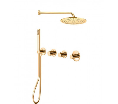 Комплект Paffoni KITMB000HG со смесителем MDE000HG на 2 выхода, душ 225мм, с внутренней частью, MODULAR BOX, медовое золото  