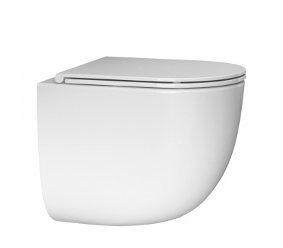 Унитаз ABBER Bequem AC1132TC подвесной белый, безободковый, смыв торнадо, с закрытым дном Унитаз ABBER Bequem AC1132TC подвесной белый, безободковый, смыв торнадо, с закрытым дном