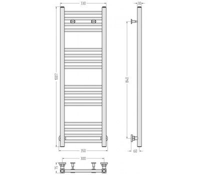 Полотенцесушитель Сунержа Модус 350*75*1007 цвет-чёрный матовый 31-0250-1030 