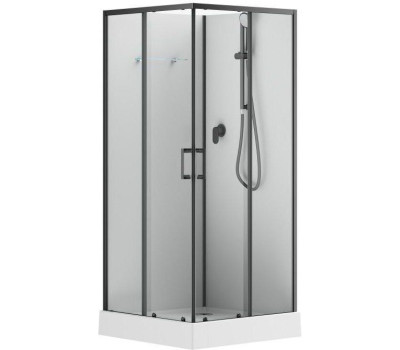 Душевая кабина Aquanet Passion EVO S Black 90x90, поддон низкий, двери раздвижные 