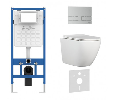 Комплект 3в1 IBERICA BLANCA инсталляция SILENCIO, унитаз BILBAO ALTO белый, кнопка смыва INOX-S хром матовый (IB001.BLA.234.1601) 