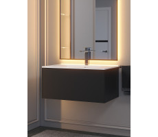 Тумба с раковиной для ванной подвесная Uperwood Parma Premium 77х47,5х36,5 см, черная 39330205464 
