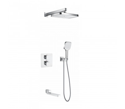 Душевая система с термостатом встраиваемая Rose R1595F, белый/хром