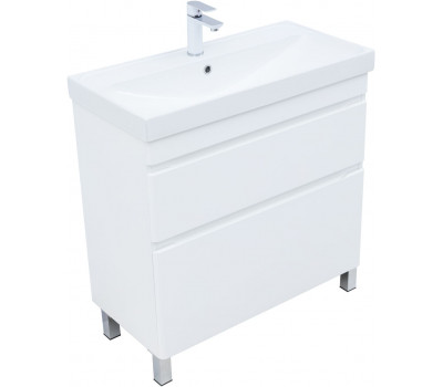 Тумба с раковиной Aquanet Слим 80 напольная 2 ящ. цв.белый сатин 00348182 Тумба с раковиной Aquanet Слим 80 напольная 2 ящ. цв.белый сатин 00348182