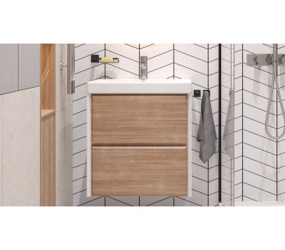 Тумба подвесная Velvex Gesso 60.2Y, белый/дуб сонома tp.GES.9696.60.2Y белый матовый/дуб сонома  