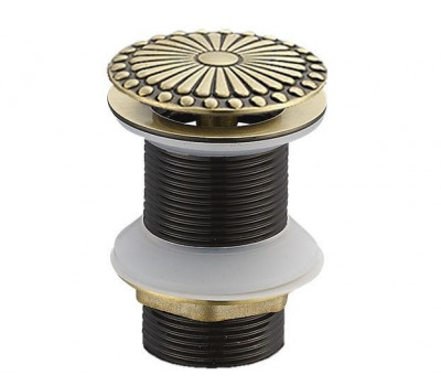 Донный клапан без перелива для раковины Bronze de luxe Цветок 21965/1 бронза 