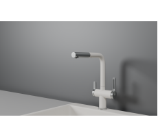 Смеситель для кухни GRANULA GR-8170, АРКТИК (БЕЛЫЙ), С ВЫДВИЖНЫМ ИЗЛИВОМ 