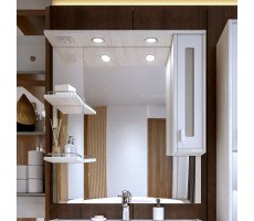 Зеркало со шкафом Бриклаер БАЛИ 90 см правое, светлая лиственница/белый Зеркало со шкафом Бриклаер БАЛИ 90 см правое, светлая лиственница/белый