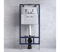 Инсталляция с подвесным унитазом FlashClean с сиденьем микролифт и клавишей AM.PM Sense IS100151.741701 Синий; белый; хром  Инсталляция с подвесным унитазом FlashClean с сиденьем микролифт и клавишей AM.PM Sense IS100151.741701 Синий; белый; хром