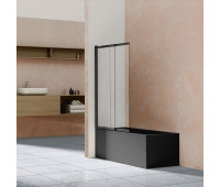 Душевая шторка на ванну Vincea  VSB-1E100CLB, 1000*1450, матовый черный, стекло прозрачное 