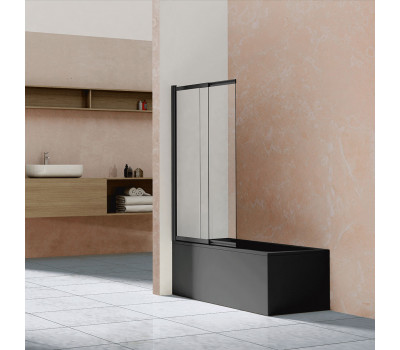 Душевая шторка на ванну Vincea  VSB-1E100CLB, 1000*1450, матовый черный, стекло прозрачное 