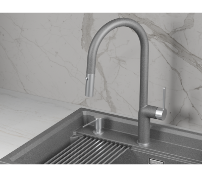 Смеситель для кухни GRANULA 9010, ГРАФИТ (ЧЁРНО-СЕРЫЙ) 